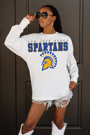 SAN JOSE STATE SPARTANS BIG GOALS OVERSIZED LONG SLEEVE TEE WITH RIBBED NECKLINE AND CUFFS