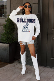 SAMFORD BULLDOGS BIG GOALS OVERSIZED LONG SLEEVE TEE WITH RIBBED NECKLINE AND CUFFS