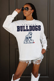 SAMFORD BULLDOGS BIG GOALS OVERSIZED LONG SLEEVE TEE WITH RIBBED NECKLINE AND CUFFS