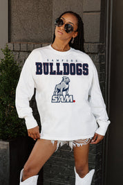 SAMFORD BULLDOGS BIG GOALS OVERSIZED LONG SLEEVE TEE WITH RIBBED NECKLINE AND CUFFS