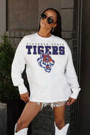SAVANNAH STATE TIGERS BIG GOALS OVERSIZED LONG SLEEVE TEE WITH RIBBED NECKLINE AND CUFFS
