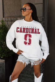 STANFORD CARDINAL BIG GOALS OVERSIZED LONG SLEEVE TEE WITH RIBBED NECKLINE AND CUFFS
