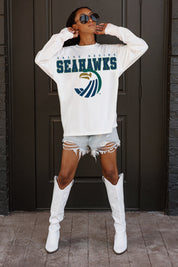 SALVE SEAHAWKS BIG GOALS OVERSIZED LONG SLEEVE TEE WITH RIBBED NECKLINE AND CUFFS