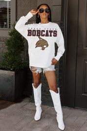 TEXAS STATE BOBCATS BIG GOALS OVERSIZED LONG SLEEVE TEE WITH RIBBED NECKLINE AND CUFFS