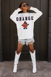 SYRACUSE ORANGE BIG GOALS OVERSIZED LONG SLEEVE TEE WITH RIBBED NECKLINE AND CUFFS