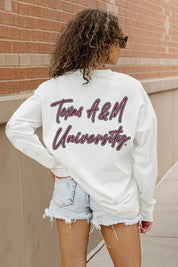 TEXAS A&M AGGIES DOUBLE MOVE OVERSIZED LONG SLEEVE TEE WITH RIBBED NECKLINE AND CUFFS