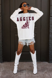 TEXAS A&M AGGIES BIG GOALS OVERSIZED LONG SLEEVE TEE WITH RIBBED NECKLINE AND CUFFS