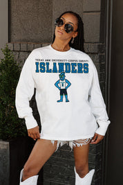 TEXAS A&M-CORPUS CHRISTI ISLANDERS BIG GOALS OVERSIZED LONG SLEEVE TEE WITH RIBBED NECKLINE AND CUFFS