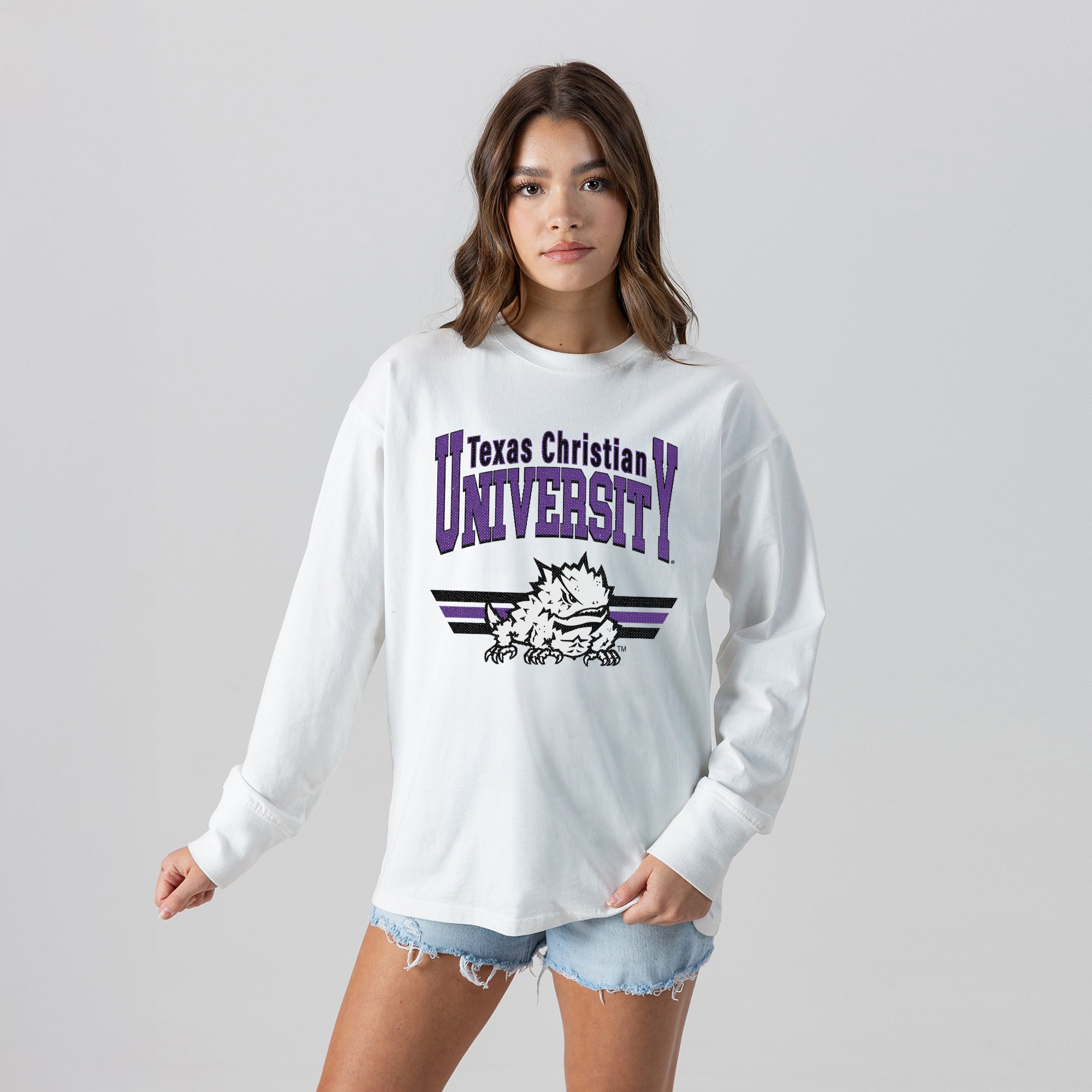 TCU HORNED FROGS SWIFT STRIKE ESSENTIAL RELAXED FIT LONG SLEEVE TEE