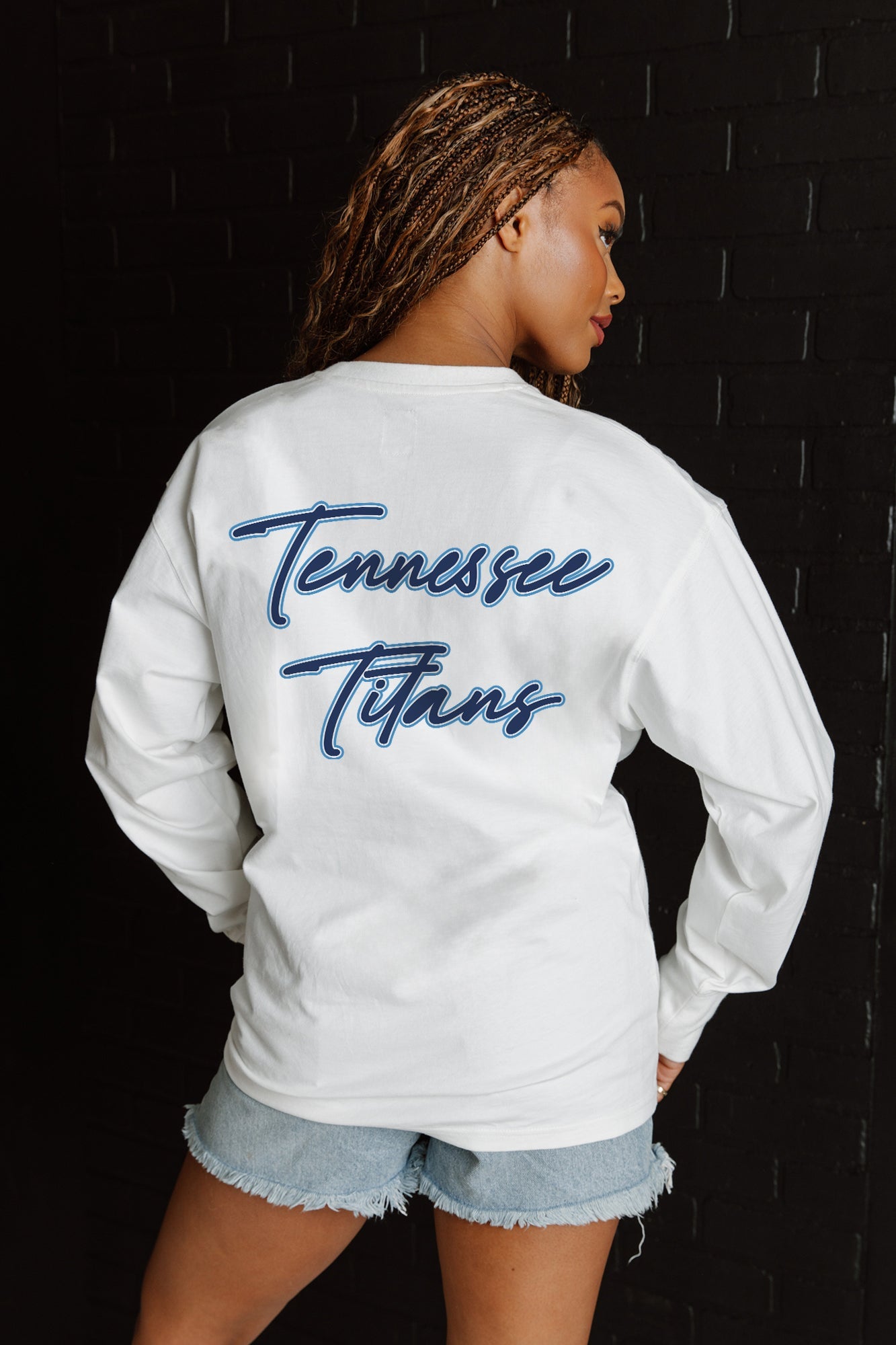 TENNESSEE TITANS DOUBLE MOVE OVERSIZED MIDWEIGHT LONG SLEEVE TEE
