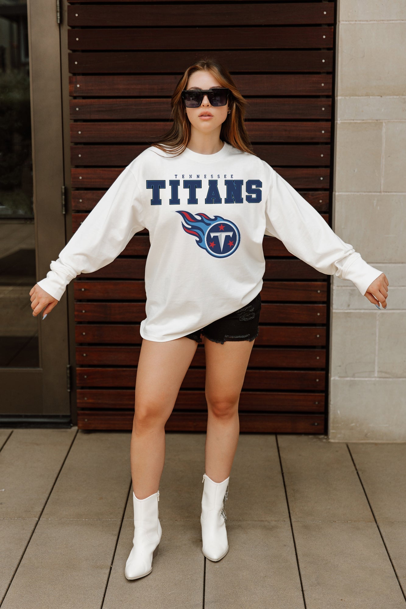 TENNESSEE TITANS BIG GOALS OVERSIZED MIDWEIGHT LONG SLEEVE TEE