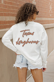 TEXAS LONGHORNS DOUBLE MOVE OVERSIZED LONG SLEEVE TEE WITH RIBBED NECKLINE AND CUFFS