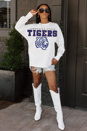 TENNESSEE STATE TIGERS BIG GOALS OVERSIZED LONG SLEEVE TEE WITH RIBBED NECKLINE AND CUFFS