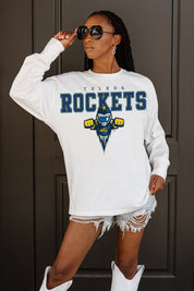 TOLEDO ROCKETS BIG GOALS OVERSIZED LONG SLEEVE TEE WITH RIBBED NECKLINE AND CUFFS