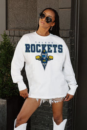 TOLEDO ROCKETS BIG GOALS OVERSIZED LONG SLEEVE TEE WITH RIBBED NECKLINE AND CUFFS