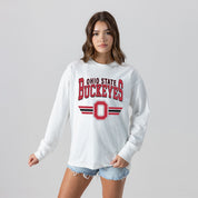 OHIO STATE BUCKEYES SWIFT STRIKE ESSENTIAL RELAXED FIT LONG SLEEVE TEE