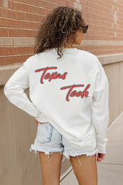 TEXAS TECH RED RAIDERS DOUBLE MOVE OVERSIZED LONG SLEEVE TEE WITH RIBBED NECKLINE AND CUFFS