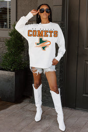 TEXAS AT DALLAS COMETS BIG GOALS OVERSIZED LONG SLEEVE TEE WITH RIBBED NECKLINE AND CUFFS