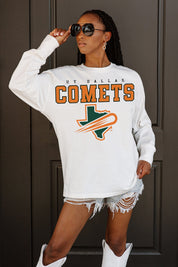 TEXAS AT DALLAS COMETS BIG GOALS OVERSIZED LONG SLEEVE TEE WITH RIBBED NECKLINE AND CUFFS