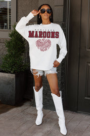 U CHICAGO MAROONS BIG GOALS OVERSIZED LONG SLEEVE TEE WITH RIBBED NECKLINE AND CUFFS