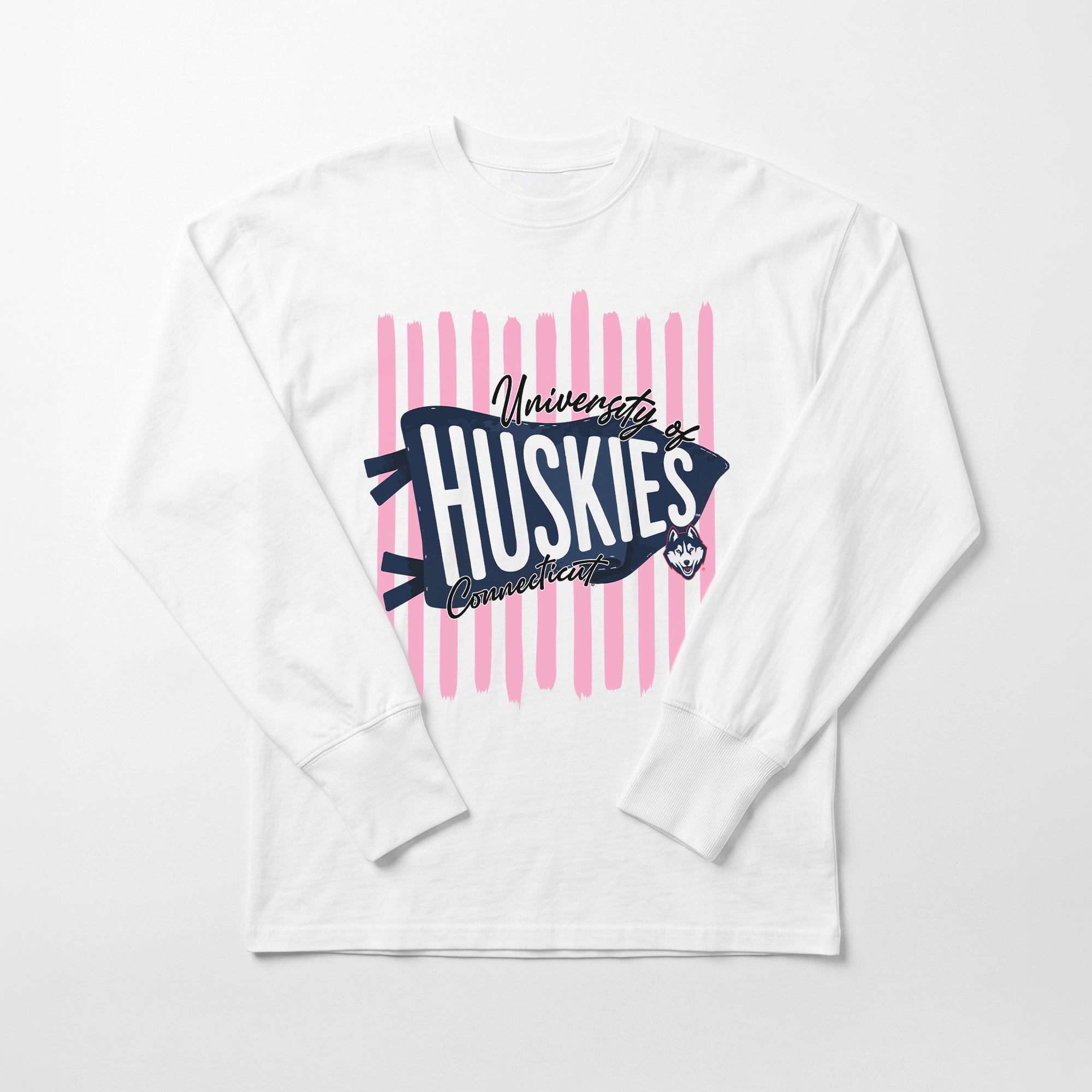 UCONN HUSKIES RALLY STRIPE ESSENTIAL RELAXED FIT LONG SLEEVE TEE