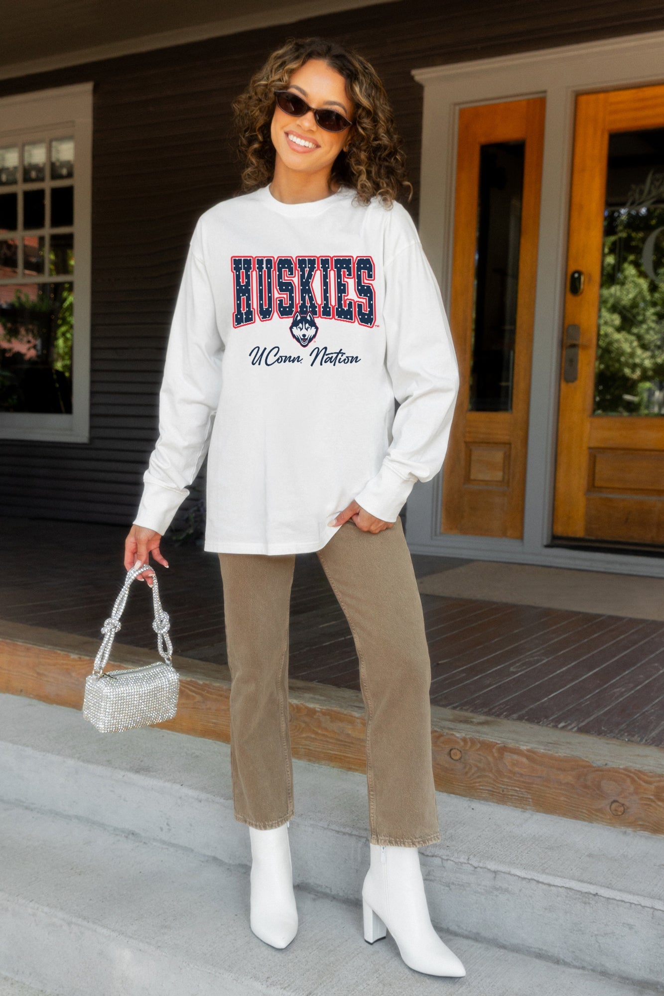 UCONN HUSKIES SWEET SPOT ESSENTIAL RELAXED FIT LONG SLEEVE TEE