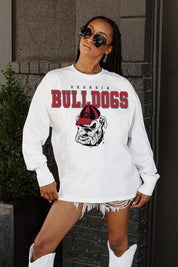 GEORGIA BULLDOGS BIG GOALS OVERSIZED LONG SLEEVE TEE WITH RIBBED NECKLINE AND CUFFS