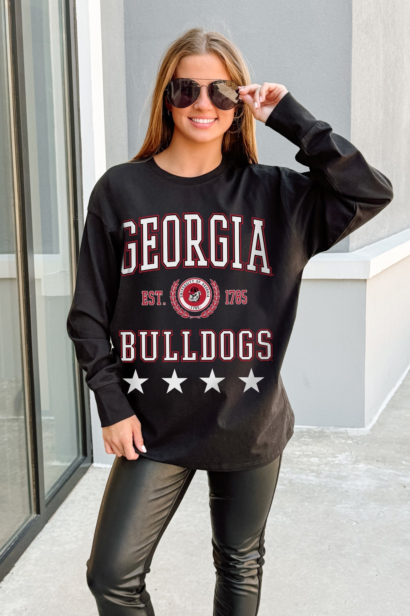 GEORGIA BULLDOGS EVERYDAY STAR ESSENTIAL RELAXED FIT LONG SLEEVE TEE