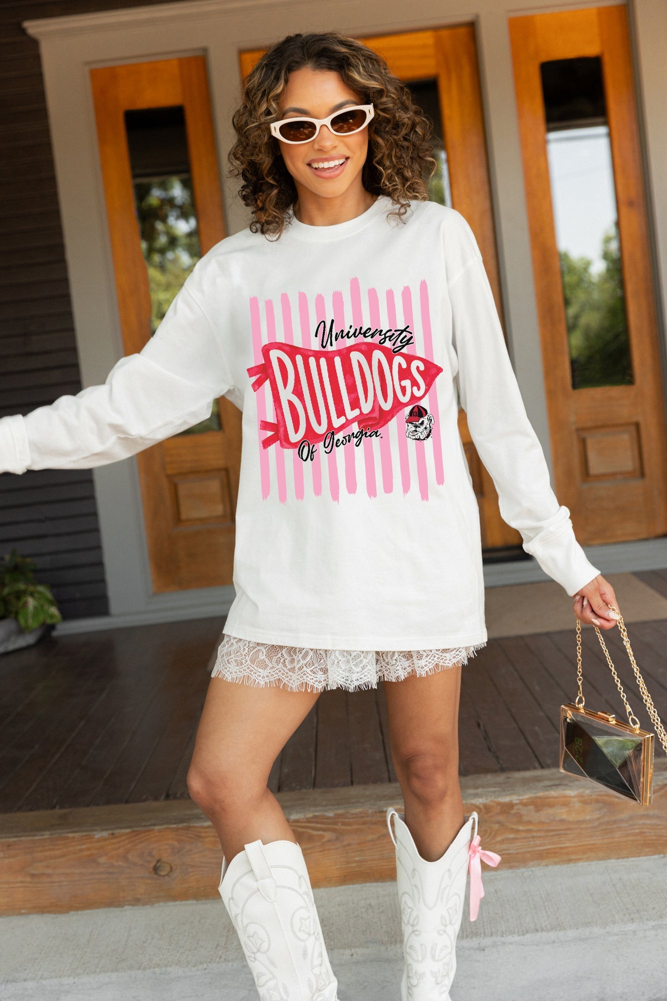 GEORGIA BULLDOGS RALLY STRIPE ESSENTIAL RELAXED FIT LONG SLEEVE TEE