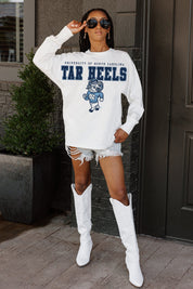 NORTH CAROLINA TAR HEELS BIG GOALS OVERSIZED LONG SLEEVE TEE WITH RIBBED NECKLINE AND CUFFS