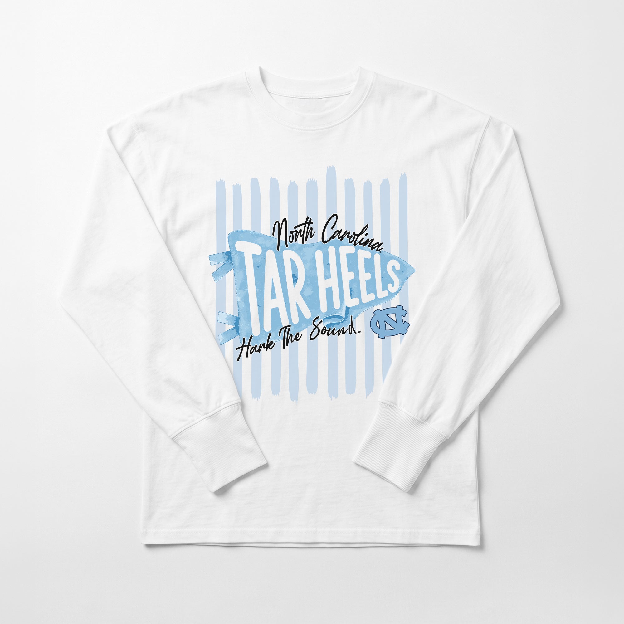 NORTH CAROLINA TAR HEELS RALLY STRIPE ESSENTIAL RELAXED FIT LONG SLEEVE TEE