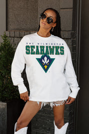 UNC WILMINGTON SEAHAWKS BIG GOALS OVERSIZED LONG SLEEVE TEE WITH RIBBED NECKLINE AND CUFFS