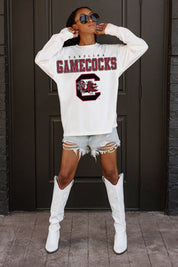 SOUTH CAROLINA GAMECOCKS BIG GOALS OVERSIZED LONG SLEEVE TEE WITH RIBBED NECKLINE AND CUFFS