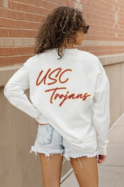USC TROJANS DOUBLE MOVE OVERSIZED LONG SLEEVE TEE WITH RIBBED NECKLINE AND CUFFS