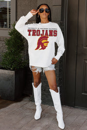 USC TROJANS BIG GOALS OVERSIZED LONG SLEEVE TEE WITH RIBBED NECKLINE AND CUFFS