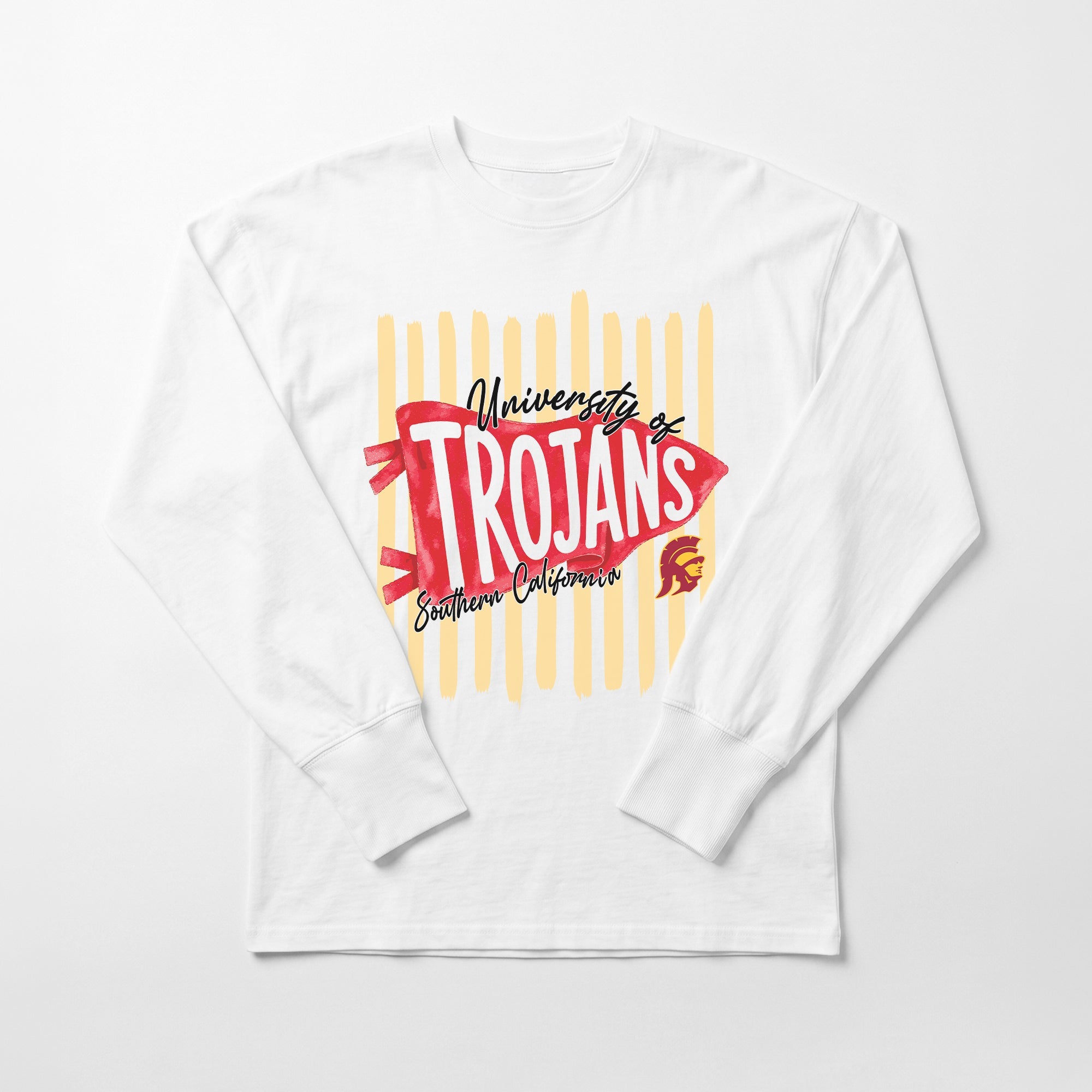 USC TROJANS RALLY STRIPE ESSENTIAL RELAXED FIT LONG SLEEVE TEE
