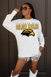 SOUTHERN MISS GOLDEN EAGLES BIG GOALS OVERSIZED LONG SLEEVE TEE WITH RIBBED NECKLINE AND CUFFS