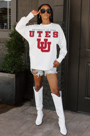 UTAH UTES BIG GOALS OVERSIZED LONG SLEEVE TEE WITH RIBBED NECKLINE AND CUFFS