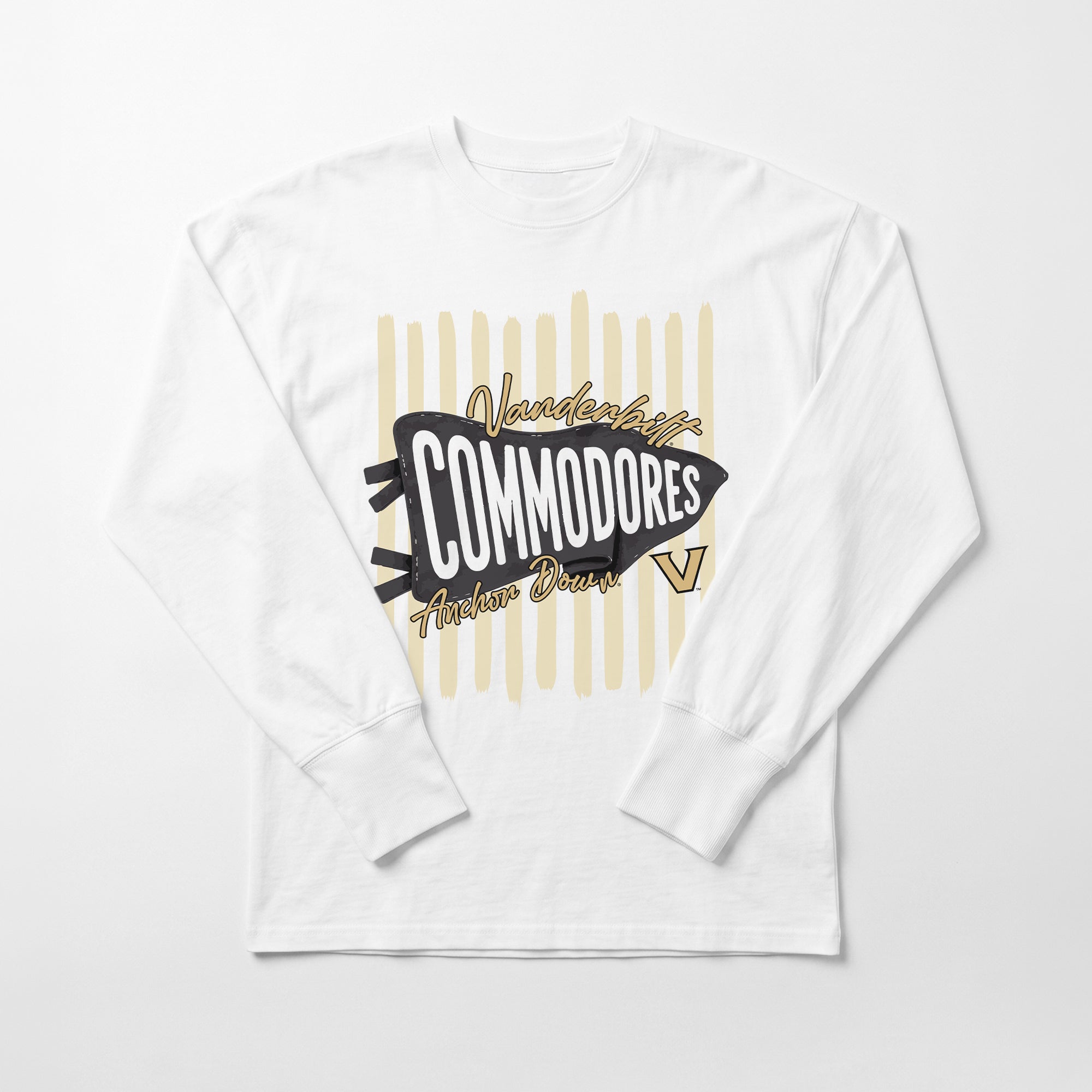 VANDERBILT COMMODORES RALLY STRIPE ESSENTIAL RELAXED FIT LONG SLEEVE TEE