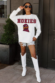 VIRGINIA TECH HOKIES BIG GOALS OVERSIZED LONG SLEEVE TEE WITH RIBBED NECKLINE AND CUFFS