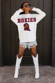 VIRGINIA TECH HOKIES BIG GOALS OVERSIZED LONG SLEEVE TEE WITH RIBBED NECKLINE AND CUFFS