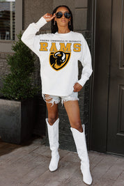 VIRGINIA COMMONWEALTH RAMS BIG GOALS OVERSIZED LONG SLEEVE TEE WITH RIBBED NECKLINE AND CUFFS
