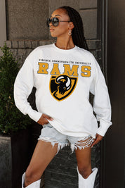 VIRGINIA COMMONWEALTH RAMS BIG GOALS OVERSIZED LONG SLEEVE TEE WITH RIBBED NECKLINE AND CUFFS