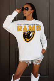 VIRGINIA COMMONWEALTH RAMS BIG GOALS OVERSIZED LONG SLEEVE TEE WITH RIBBED NECKLINE AND CUFFS