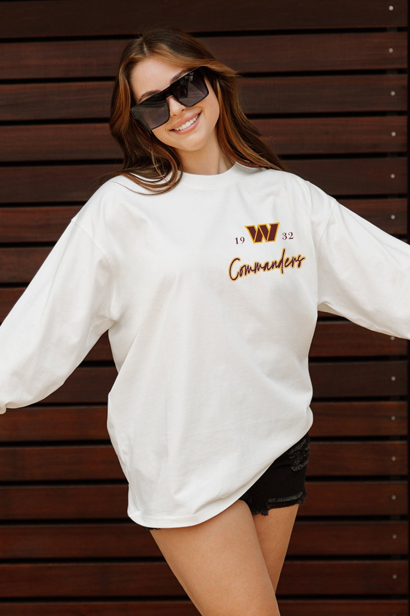 WASHINGTON COMMANDERS DOUBLE MOVE OVERSIZED MIDWEIGHT LONG SLEEVE TEE