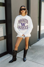 WASHINGTON HUSKIES TIME OUT OVERSIZED LONG SLEEVE TEE WITH RIBBED NECKLINE AND CUFFS