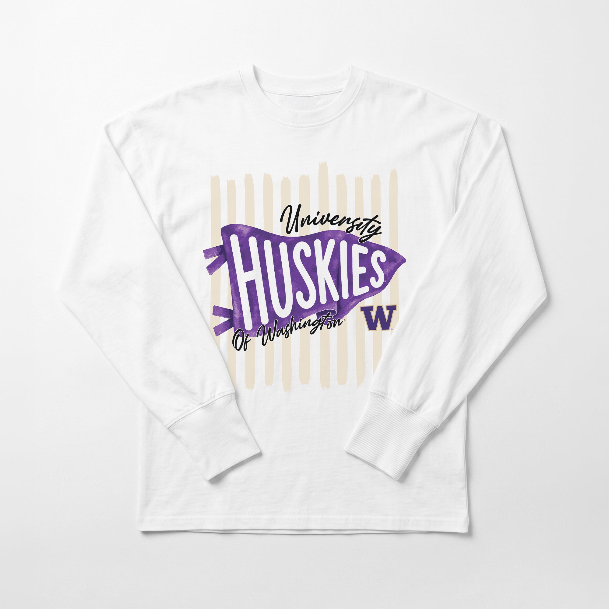 WASHINGTON HUSKIES RALLY STRIPE ESSENTIAL RELAXED FIT LONG SLEEVE TEE
