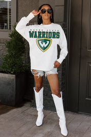 WAYNE STATE WARRIORS BIG GOALS OVERSIZED LONG SLEEVE TEE WITH RIBBED NECKLINE AND CUFFS