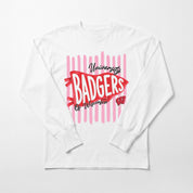 WISCONSIN BADGERS RALLY STRIPE ESSENTIAL RELAXED FIT LONG SLEEVE TEE
