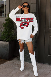 WESTERN KENTUCKY HILLTOPPERS BIG GOALS OVERSIZED LONG SLEEVE TEE WITH RIBBED NECKLINE AND CUFFS